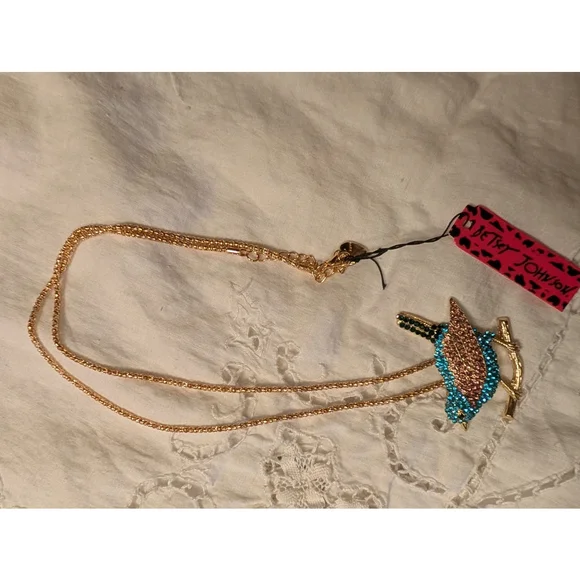 Betsey Johnson Blue Bird Necklace NWT Retired Y2K Fairycore Cottagecore - Picture 8 of 9
